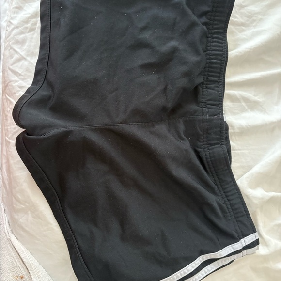 Adidas Women's Black Athletic Shorts with White Stripes - Picture 4 of 4